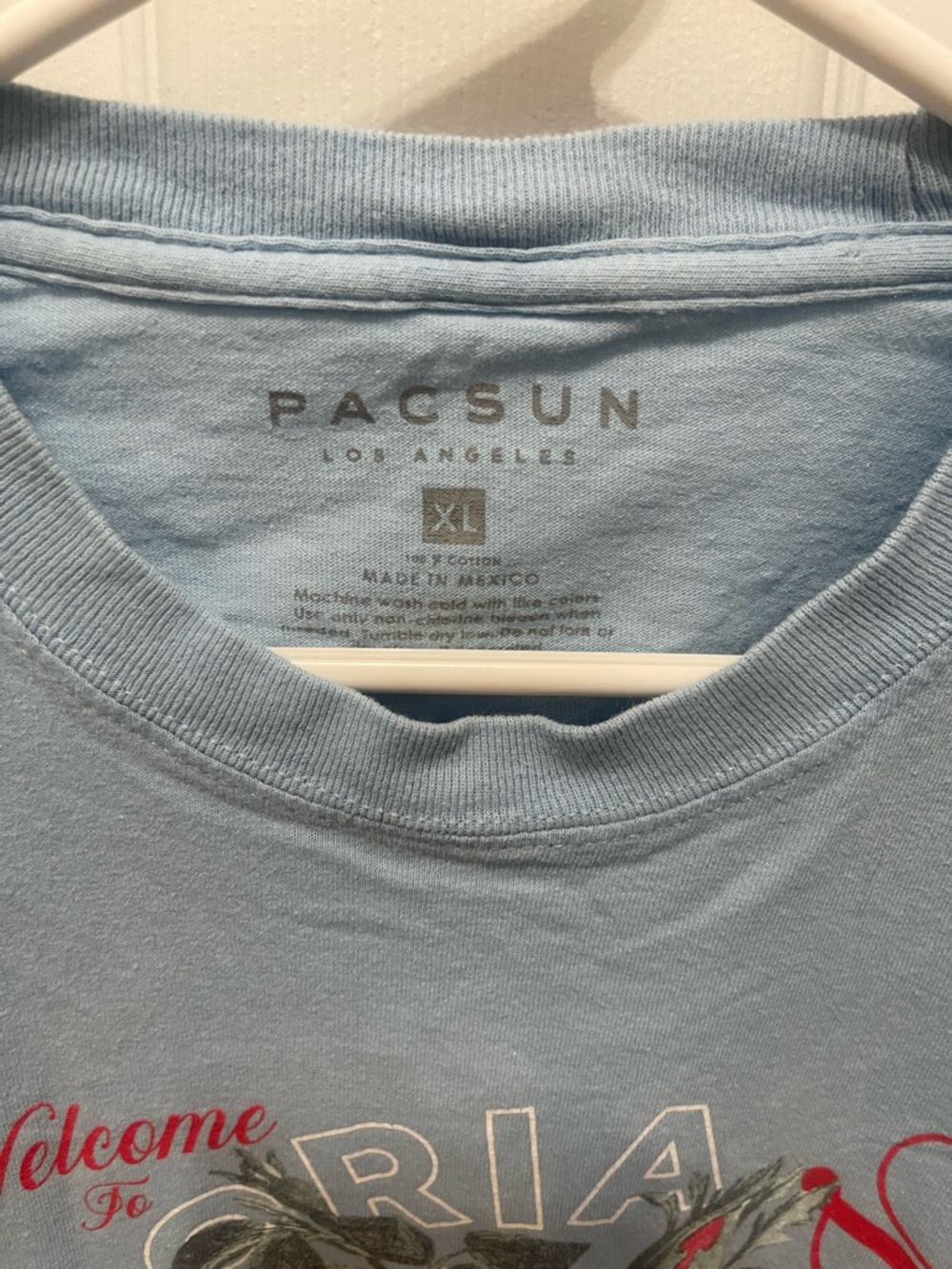 PacSun Light Blue Long Sleeve Tee with Red Rose Graphic - Picture 7 of 8